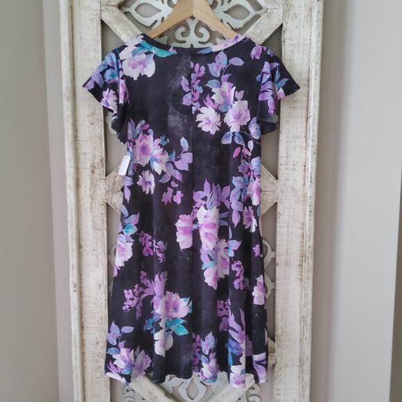 ValMarie Women's Short Sleeve Flowy Swing Shift Midi Dress with Pockets Floral - Picture 12 of 16